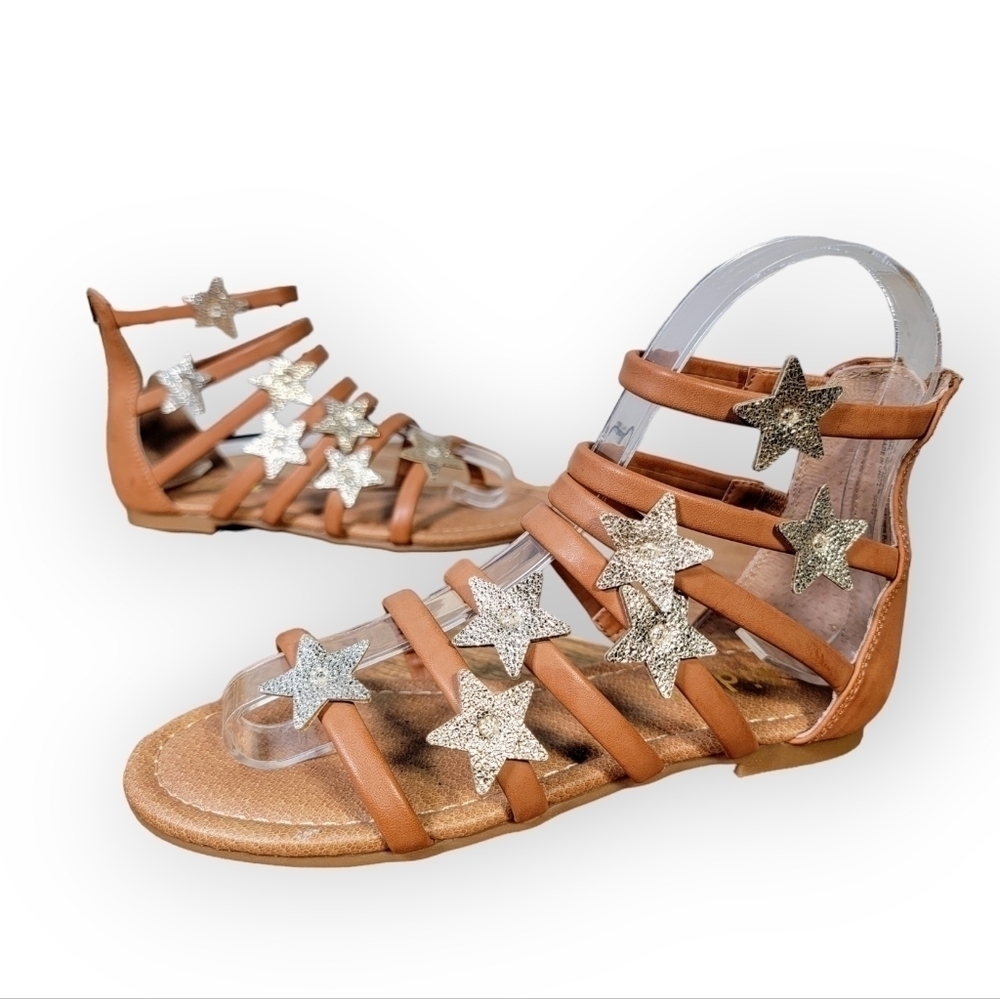 Kidpik Gold Stars Gladiator Sandals Size 1